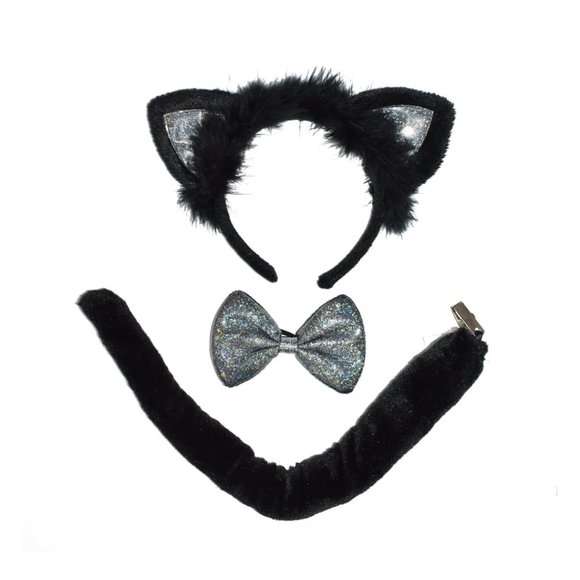 Halloween Female Black Cat Accessory Kit for Children 3 Pieces new - Picture 1 of 2